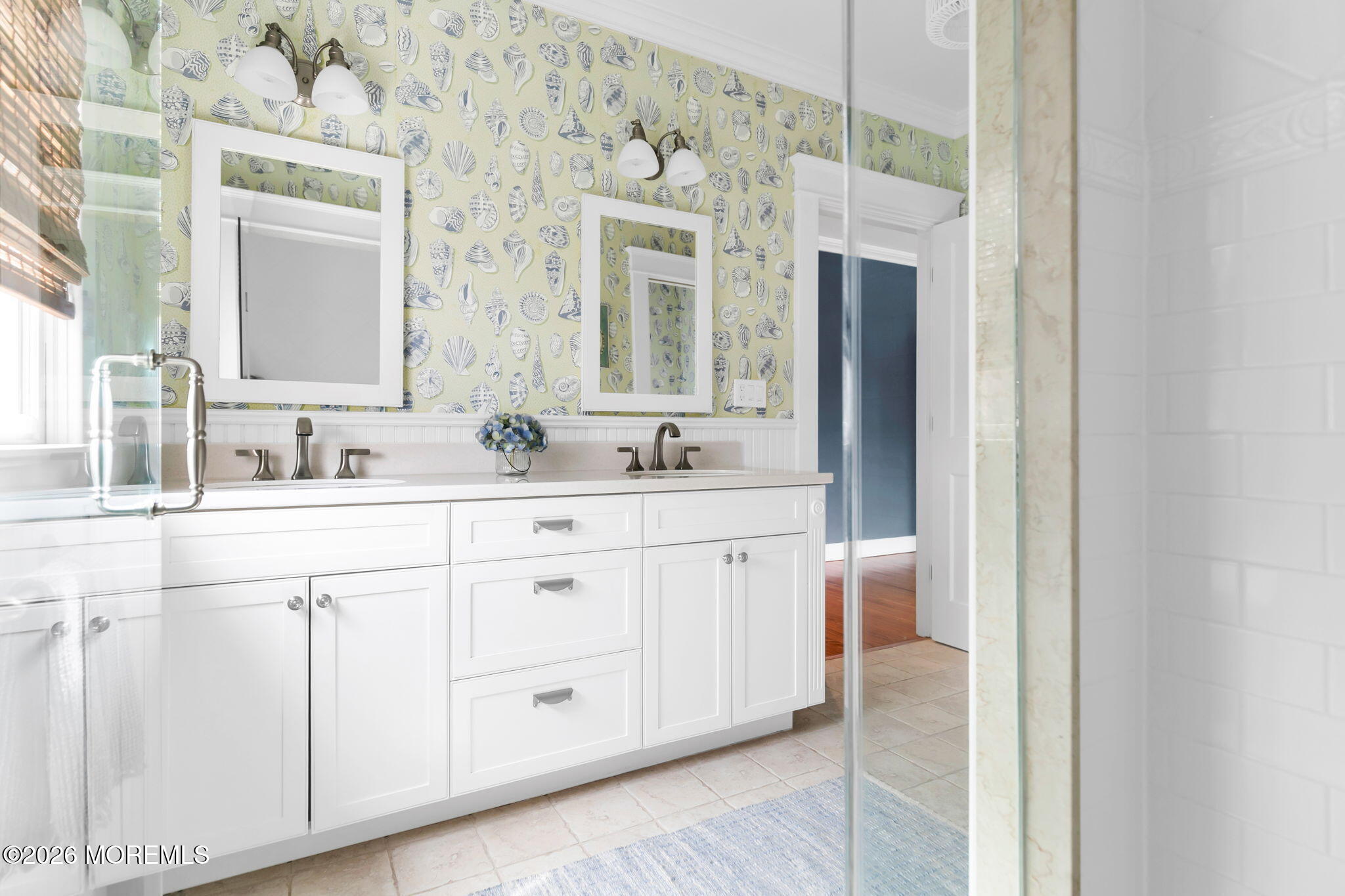 43 Bingham Avenue Rumson, NJ 07760 - Photo 53 of 59 a bathroom with a double vanity sink mirror and