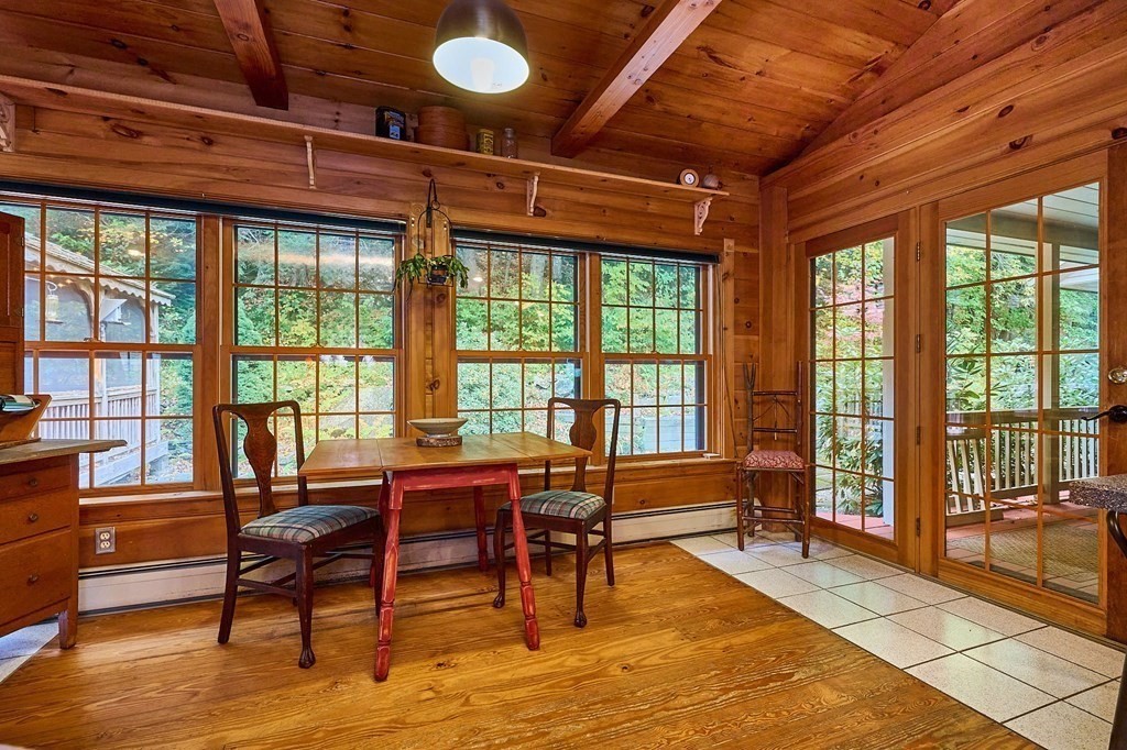 171 Tatro Road Ashfield, MA 01330 - Photo 18 of 42 a view of a dining room with furniture large windows and wooden floor