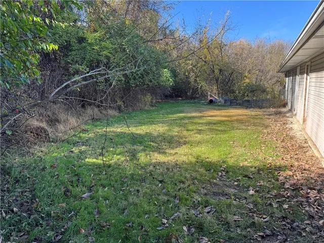 a backyard of a house with lots of green space