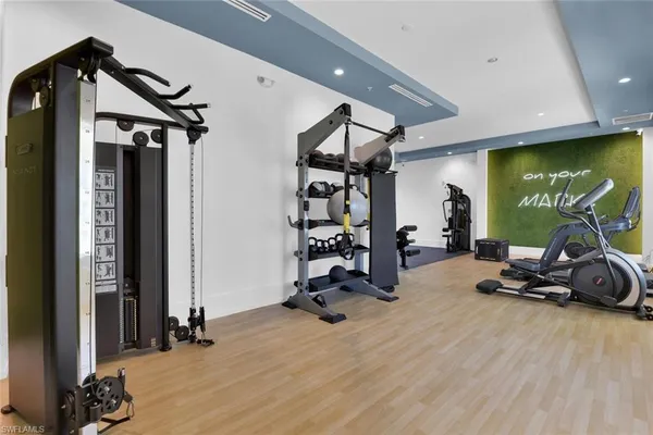 a view of a room with gym equipment