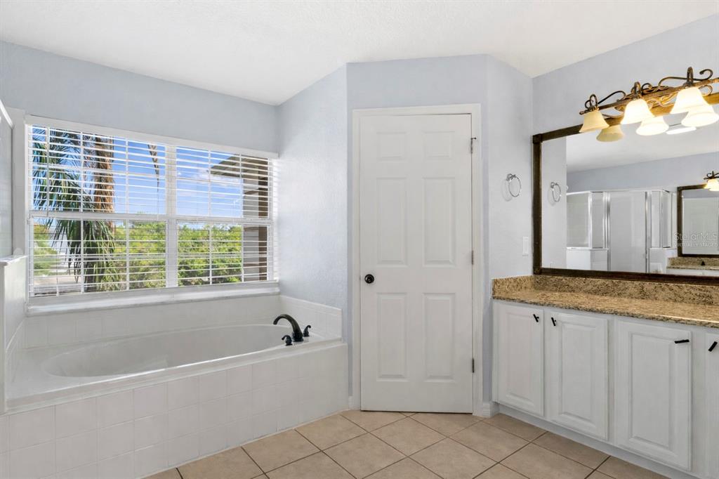 2264 Stone Cross Circle Orlando, FL 32828 - Photo 20 of 45 a spacious bathroom with a granite countertop tub sink and mirror