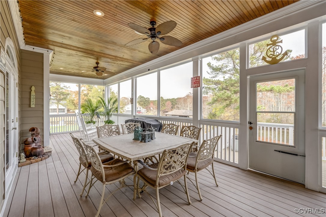7266 Osprey Drive Lanexa, VA 23089 - Photo 19 of 35 Screened porch featuring ceiling fan and french do