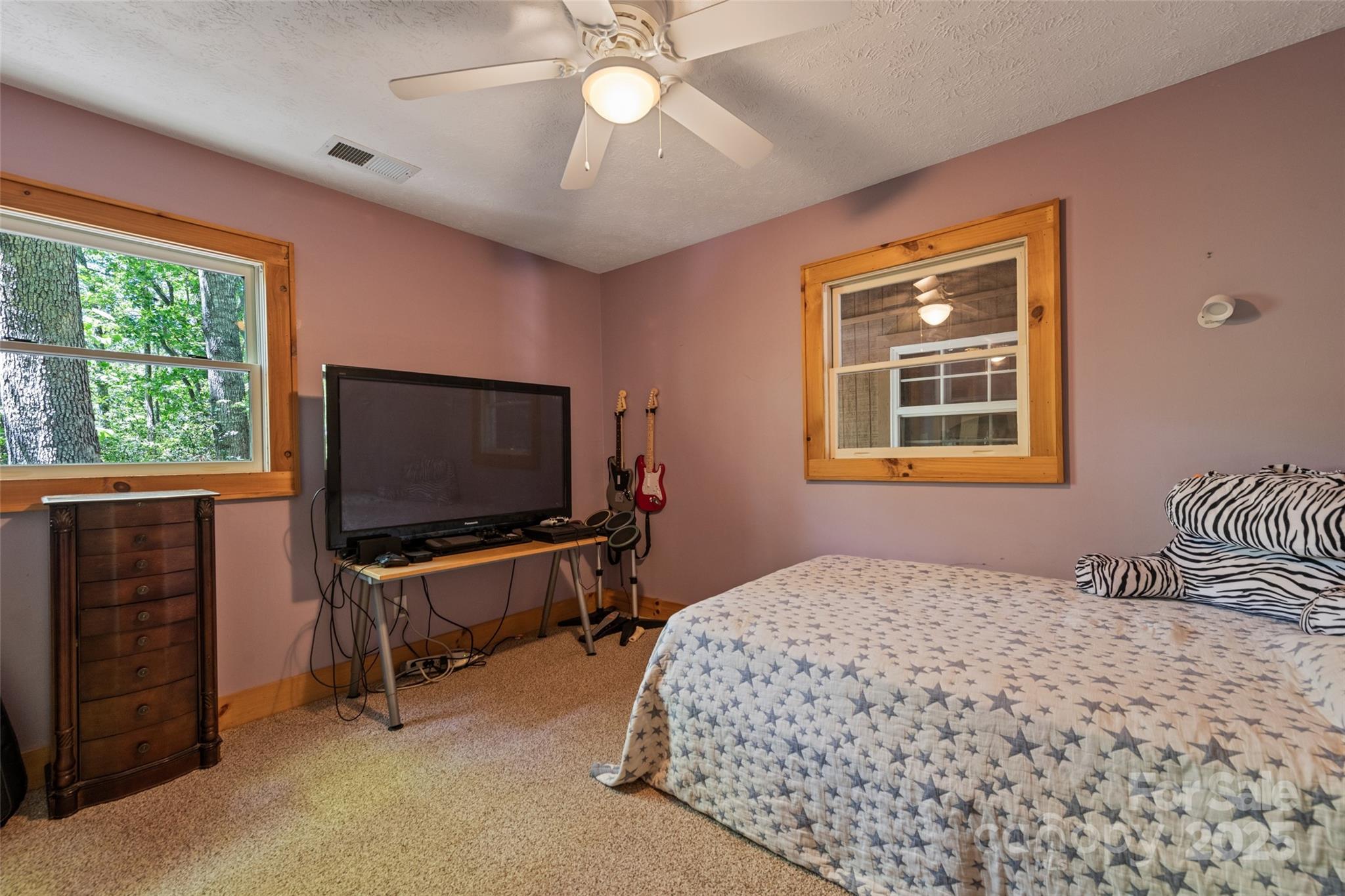 823 Turtle Creek Road Sylva, NC 28779 - Photo 24 of 38 a bedroom with a bed and a flat screen tv