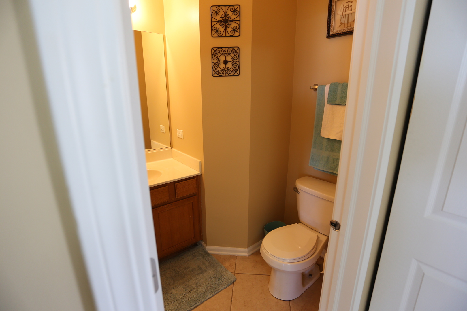 6401 Roth Court Joliet, IL 60431 - Photo 12 of 30 a bathroom with a toilet and a shower curtain