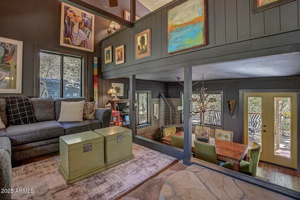 a living room with furniture