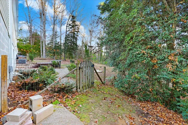 a view of a garden with a pathway