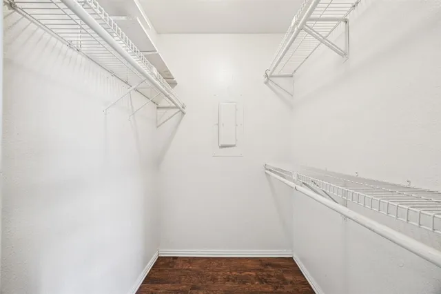 a view of a room with racks on the wall