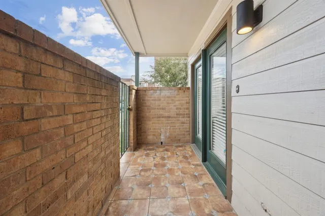 a view of wooden door