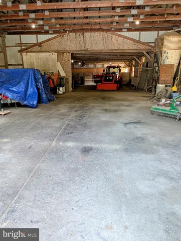 a view of a park with large trees