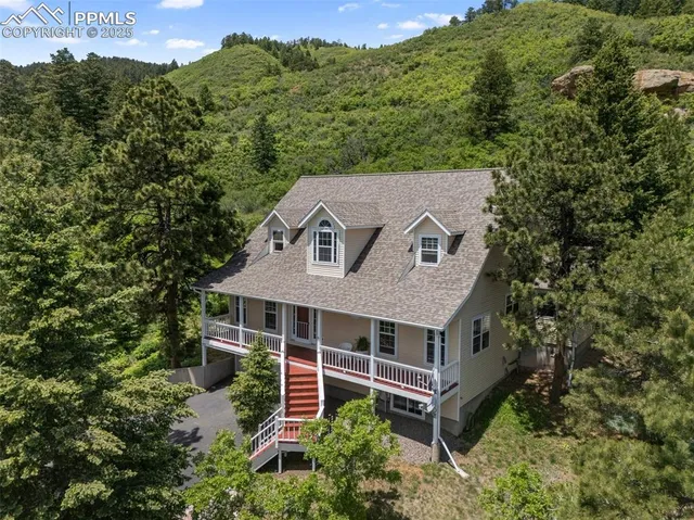 an aerial view of a house