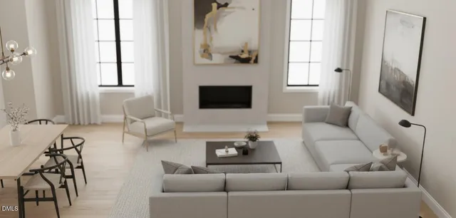 a black and white photo of a living room