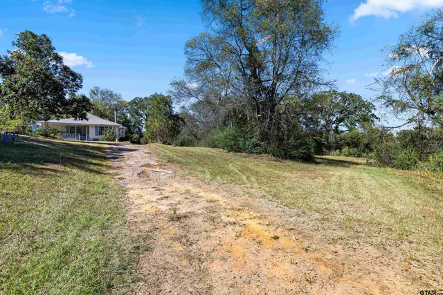 a view of a yard with an trees