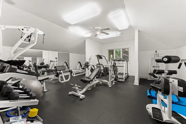 a view of a room with gym equipment