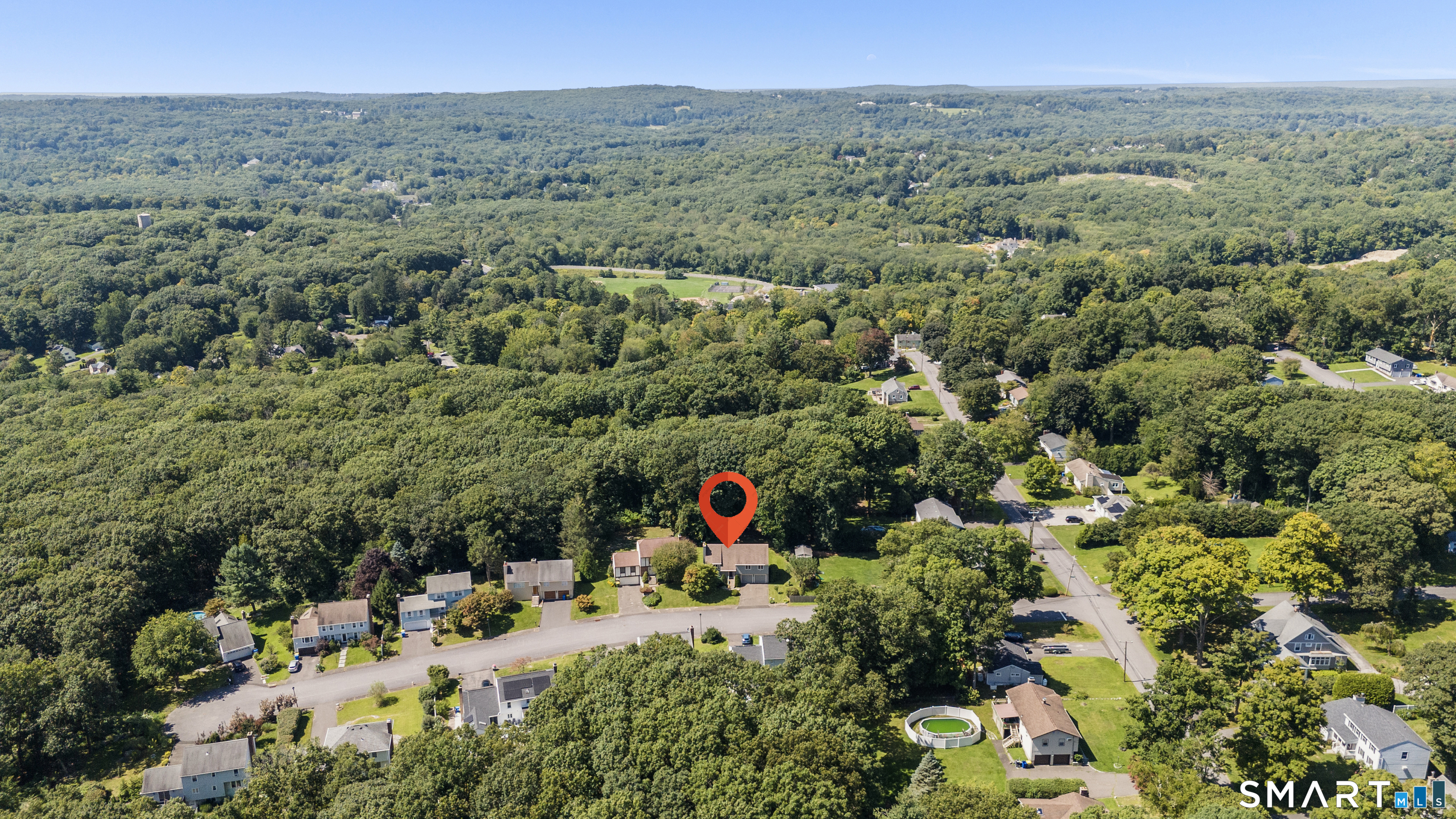 Aerial view of street showing houses along cul-de-sac providing a private lifestyle for homeowners