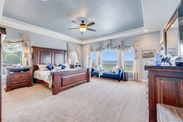 a bedroom with a bed and furniture