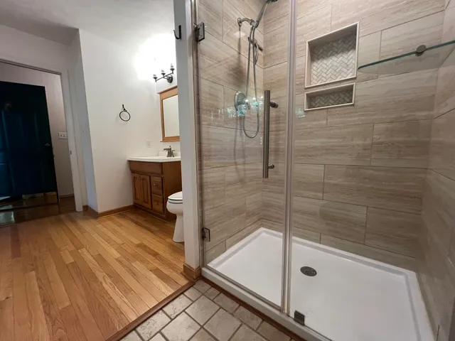 a bathroom with a shower