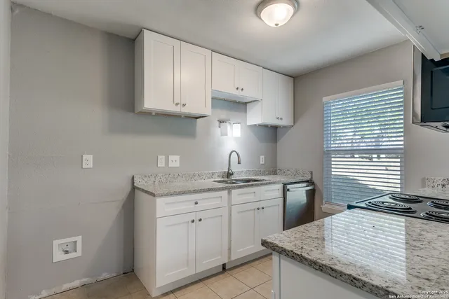 a kitchen with a sink dishwasher and cabinets
