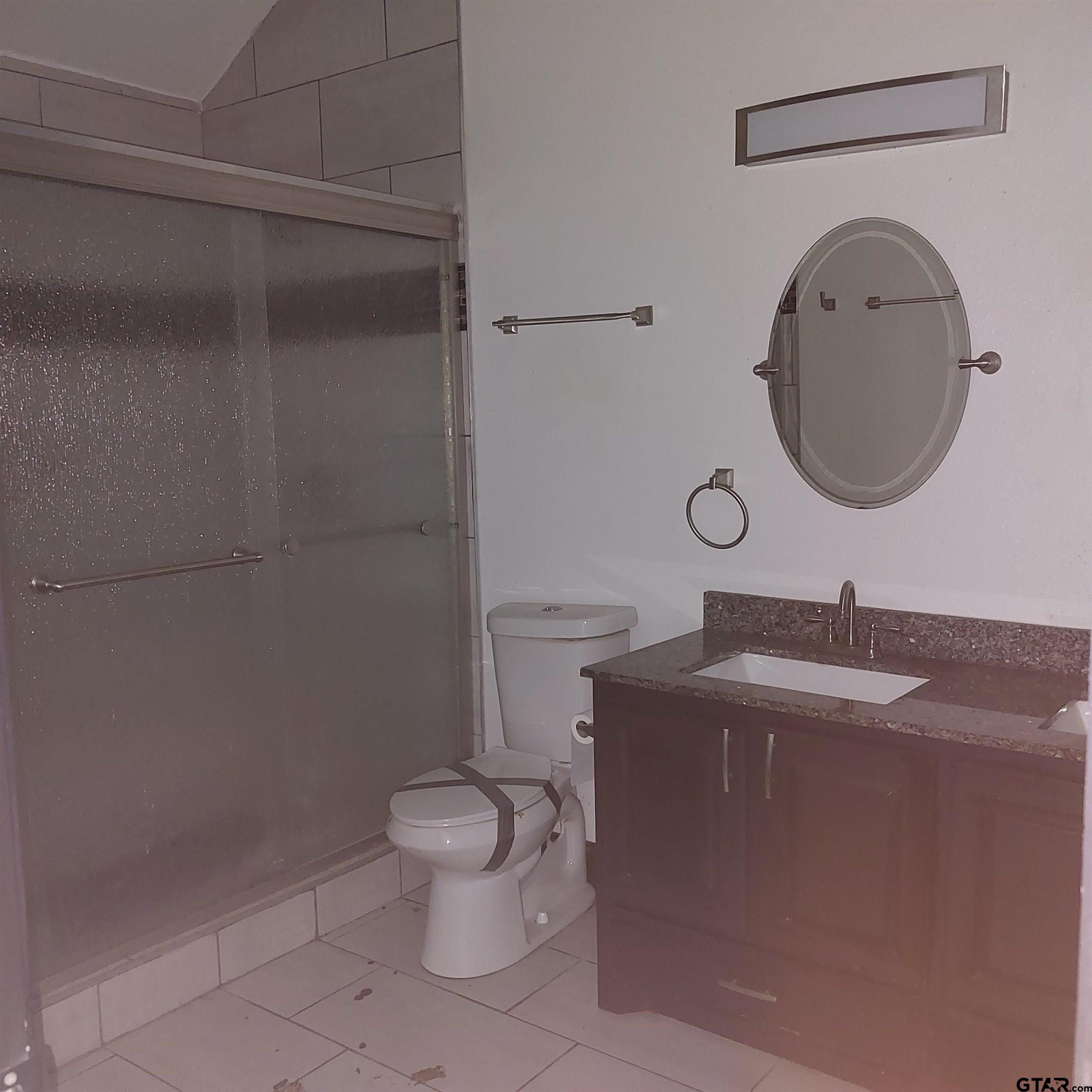 1937 Highway 11 Pittsburg, TX 75686 - Photo 13 of 33 a bathroom with a granite countertop toilet sink and mirror