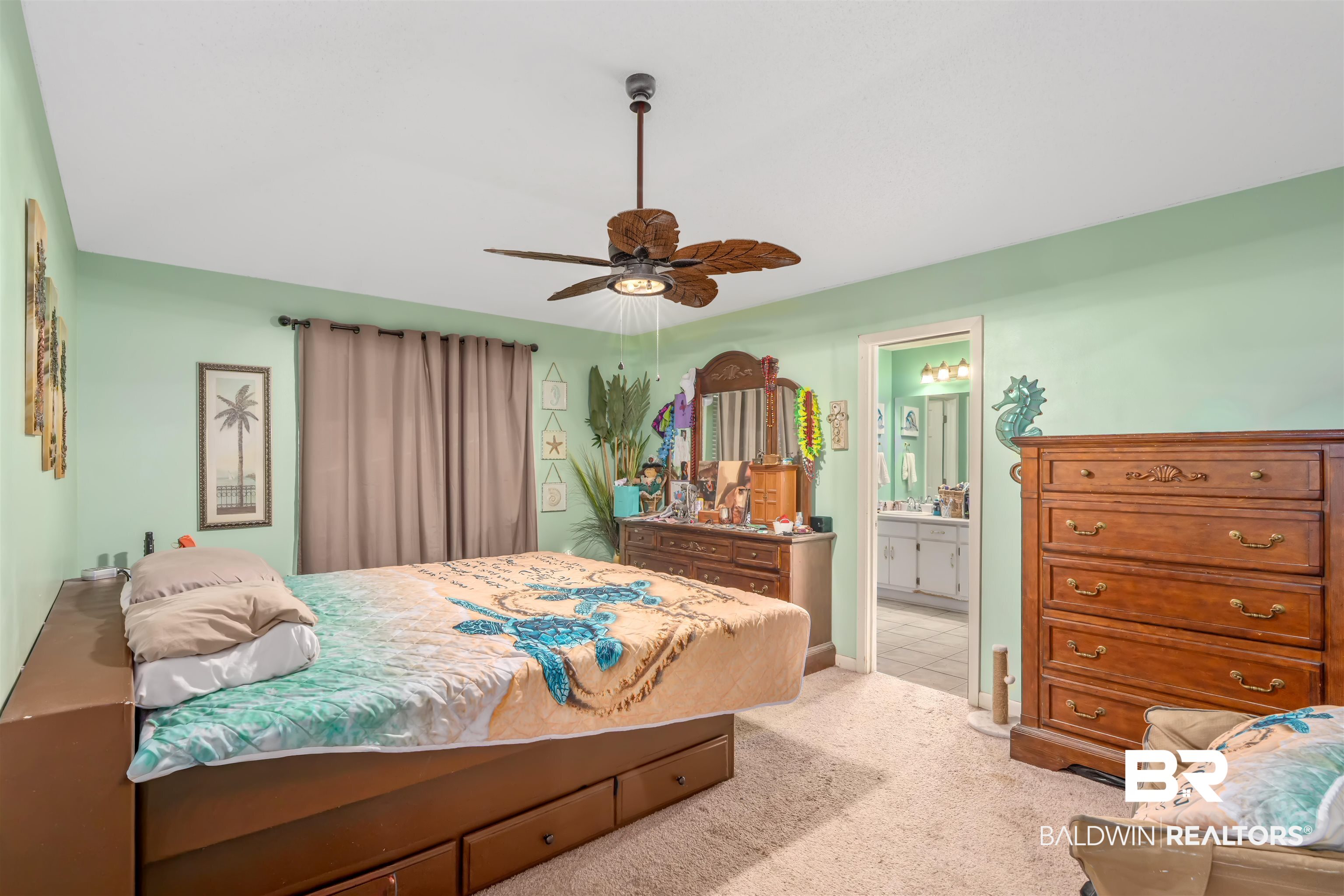 23186 Pecan Street Robertsdale, AL 36567 - Photo 11 of 36 Bedroom featuring light colored carpet and ceiling fan