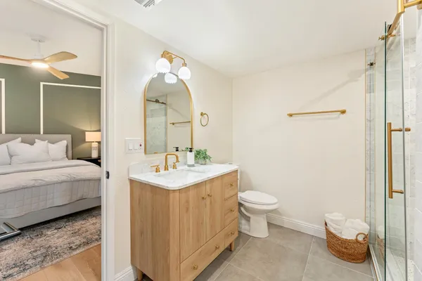 a bathroom with a shower