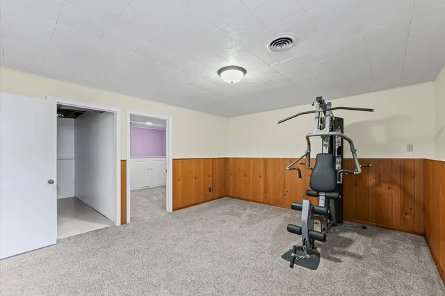 a room with gym equipment