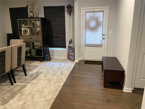 an empty room with windows