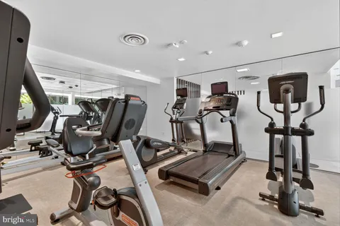 a view of a room with gym equipment