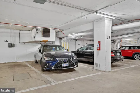 a car parked in a garage