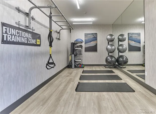 a view of a room with gym equipment