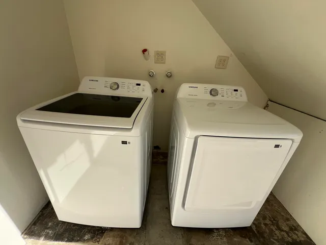 a utility room with dryer and washer