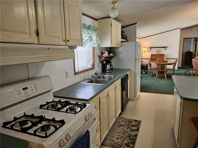 a kitchen with a stove a sink and a refrigerator