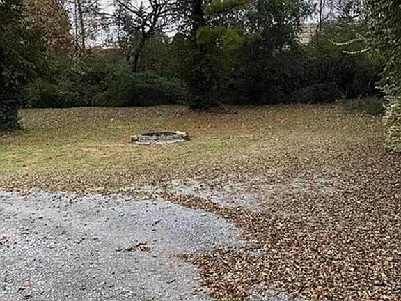 a view of yard with swimming pool and green space