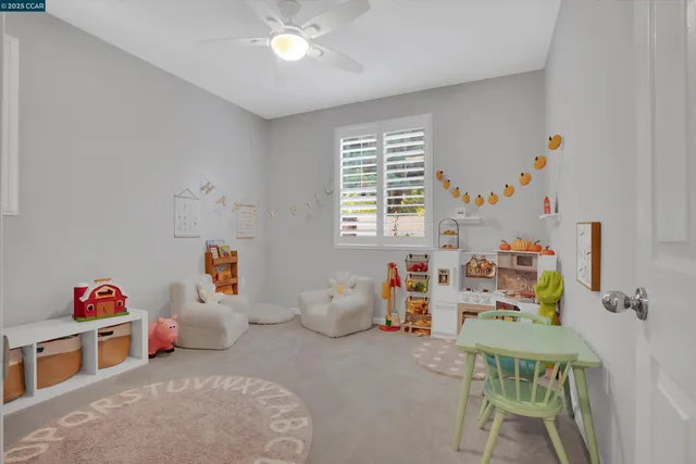 a playing room with a window