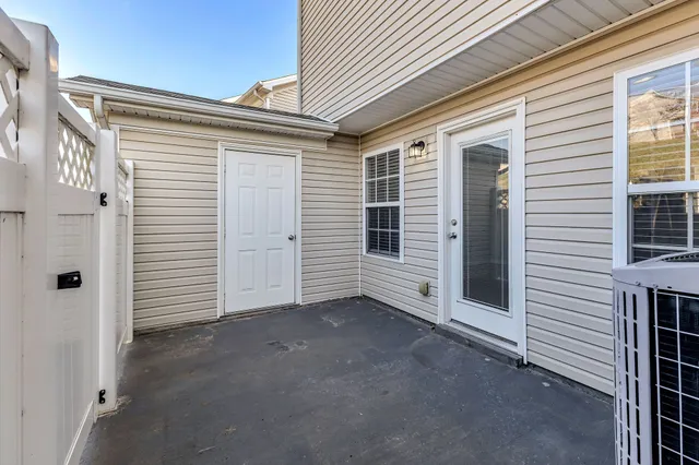 a view of a house with white door