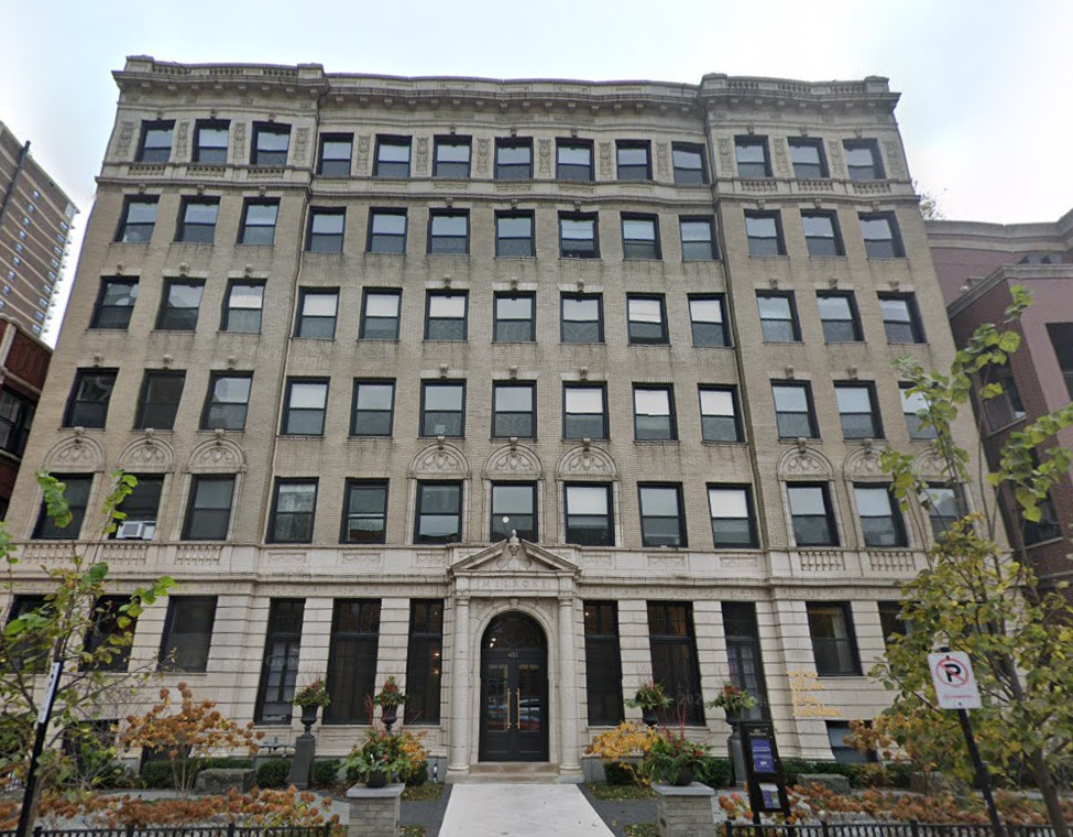 a front view of a building