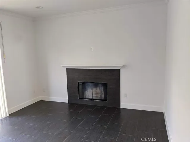 a room with a fireplace