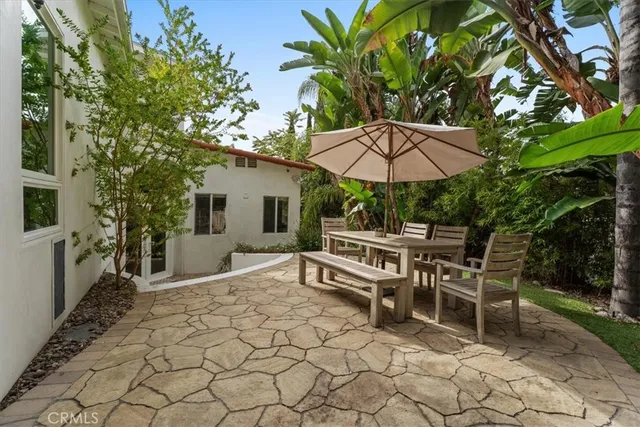 a view of a backyard with plants