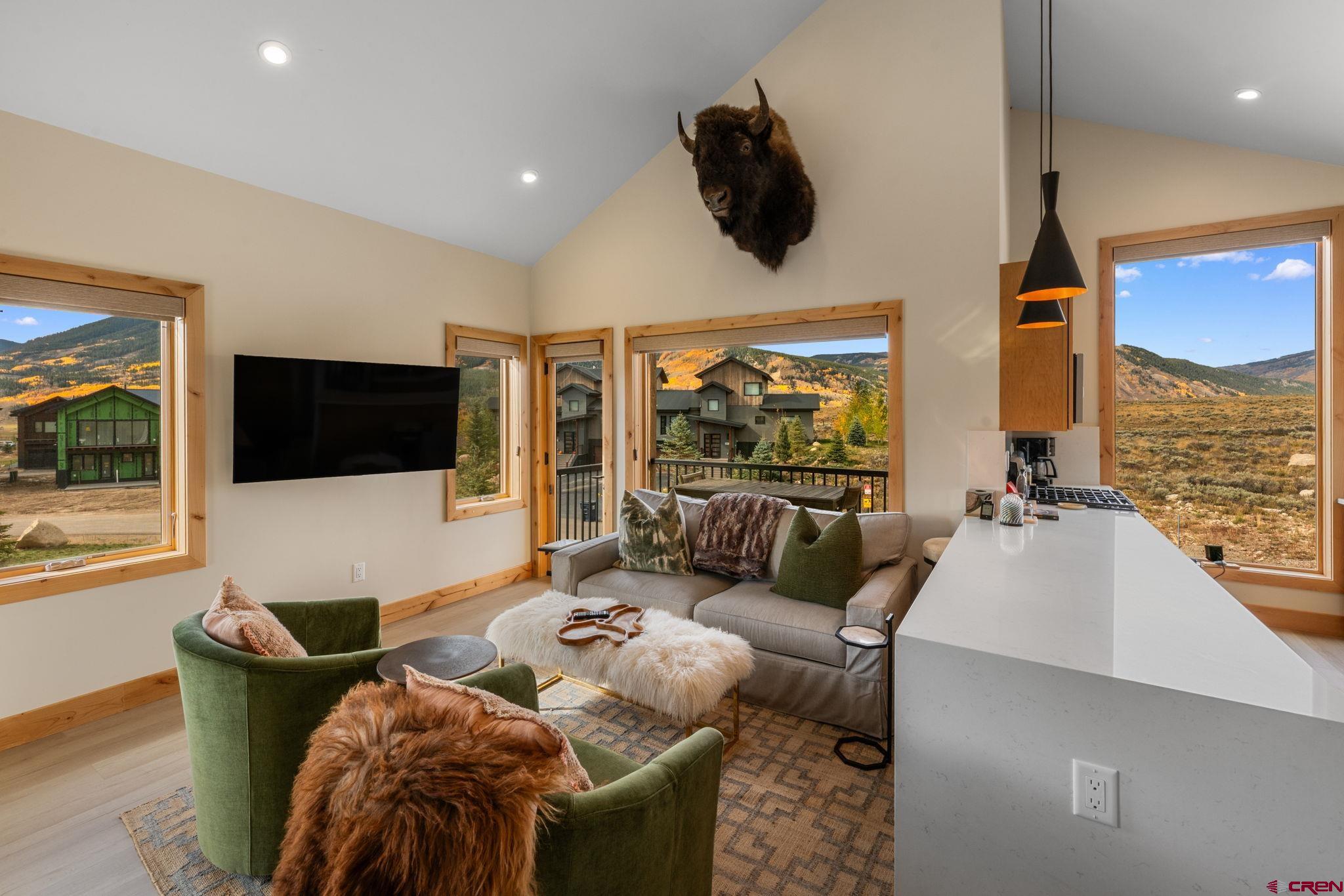101 Elk Valley Road, Unit D Crested Butte, CO 81224 - Photo 12 of 37 a living room with furniture and a flat screen tv