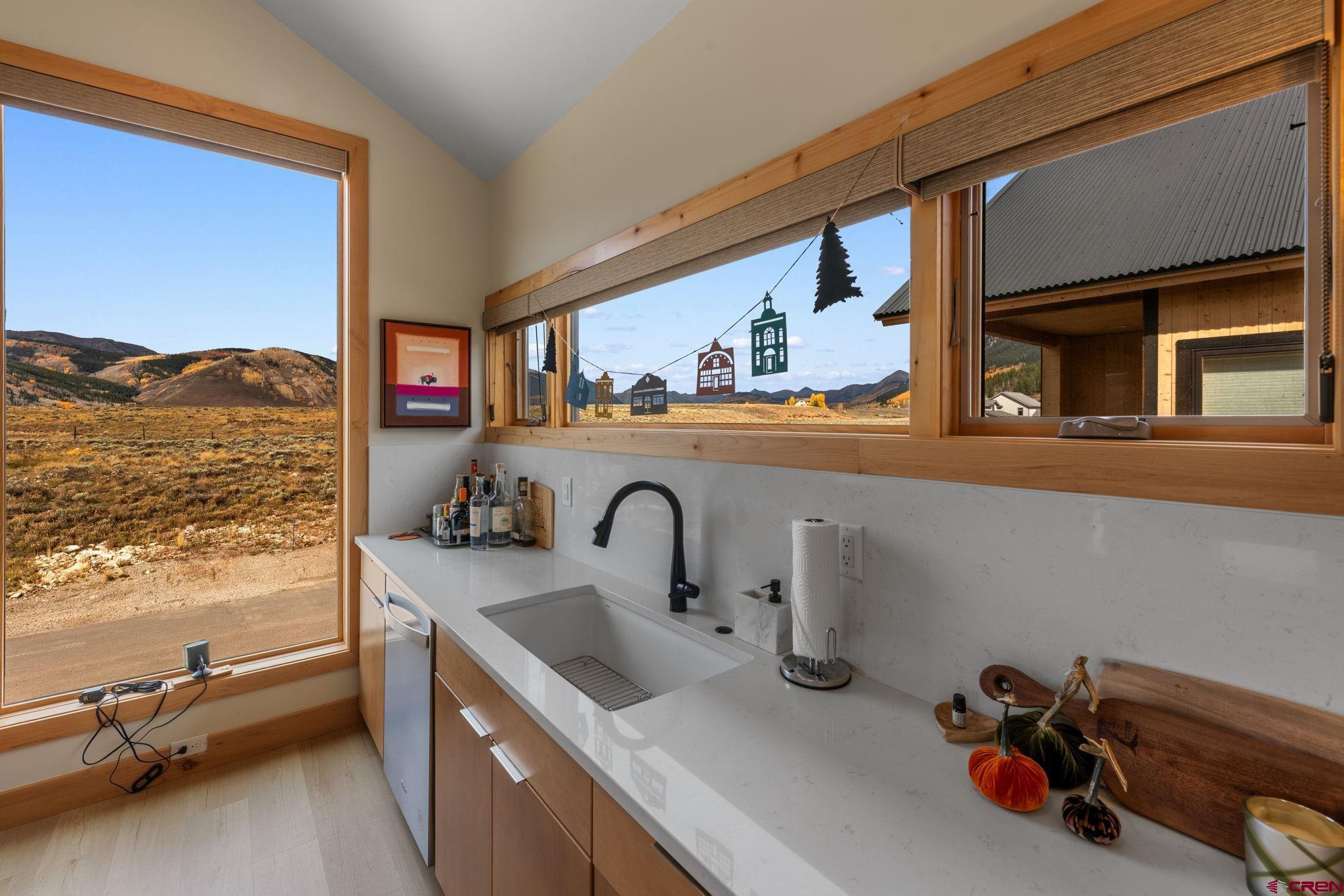 101 Elk Valley Road, Unit D Crested Butte, CO 81224 - Photo 23 of 37 a kitchen with a sink and a wooden floor
