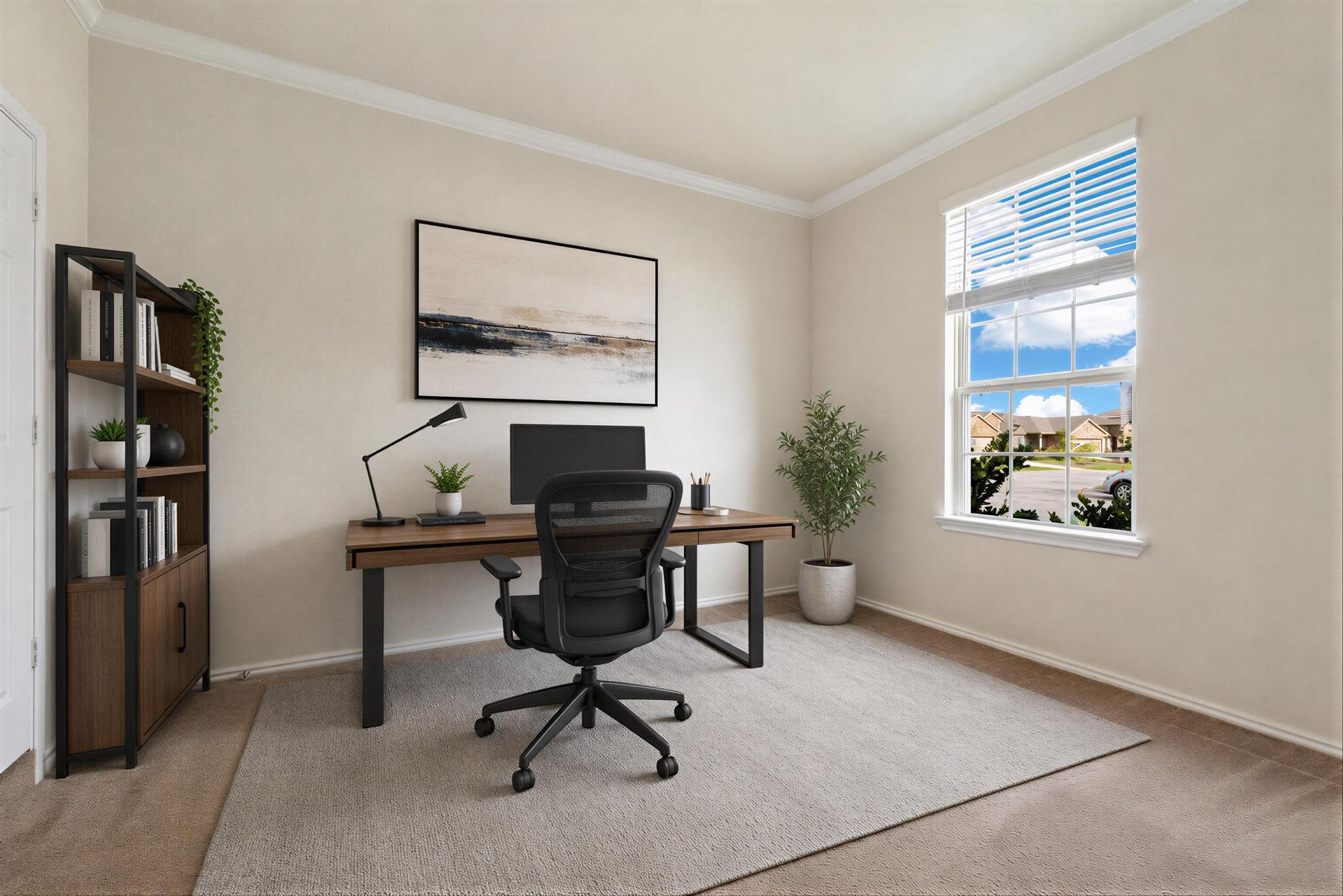 217 Innisfree Road Jarrell, TX 76537 - Photo 6 of 39 A dedicated home office space with ample natural light offers a tranquil work environment. Virtually Staged