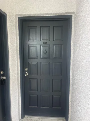 a view of wooden door