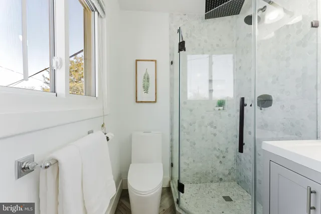 a bathroom with a shower toilet and a sink