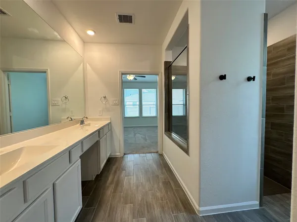 an empty room with windows