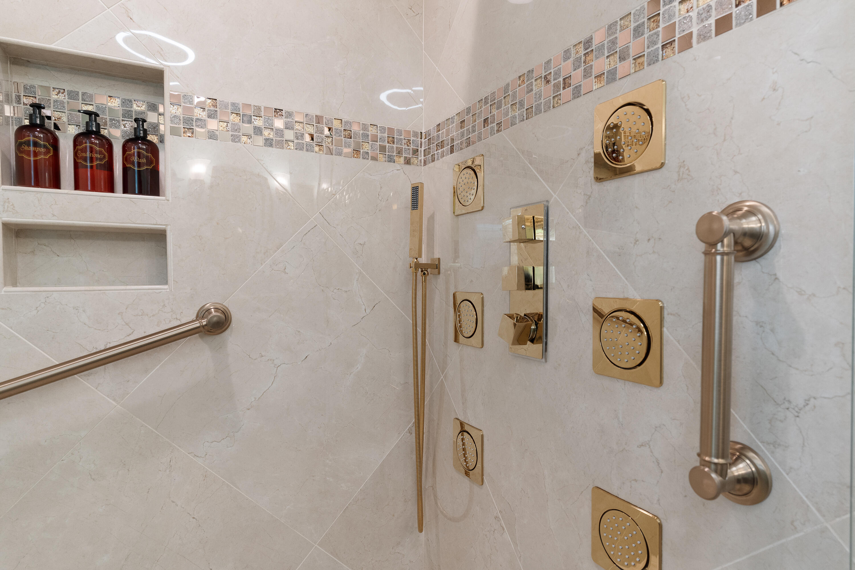 149 Raintree Boulevard Niceville, FL 32578 - Photo 44 of 72 a bathroom with a granite countertop shower a mirror and vanity