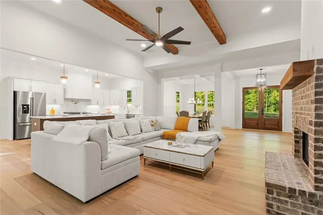 a kitchen with a stove and a refrigerator