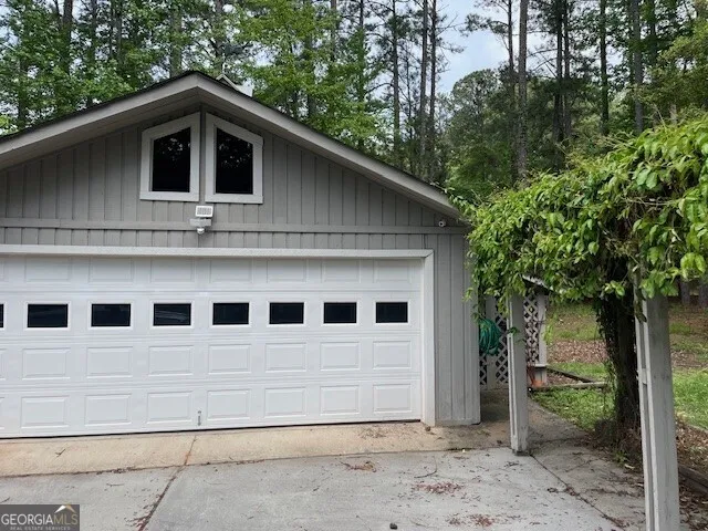 a white house with a outdoor space