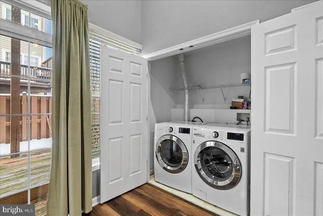 a utility room with dryer and washer