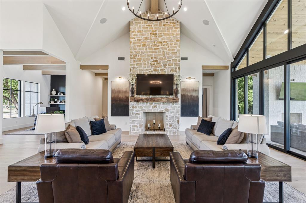 1890 McConnell Road Gunter, TX 75058 - Photo 4 of 40 a living room with furniture a fireplace and a flat screen tv