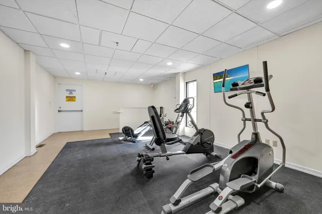 a view of a room with gym equipment