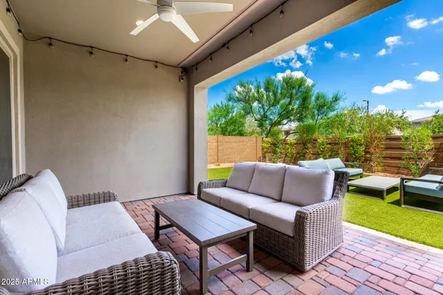 a outdoor living space with furniture and garden